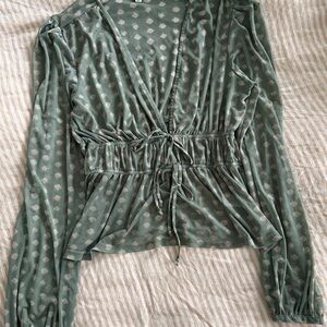 Elegant Green Wrap Top